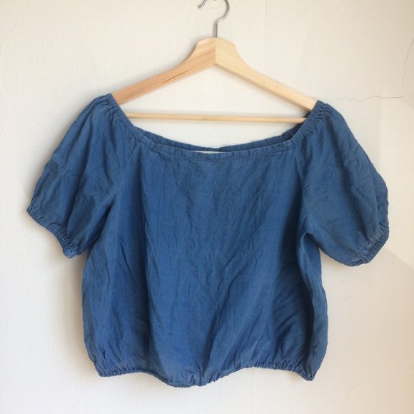 Madewell Indigo off-the-shoulder top - Picture 1 of 5